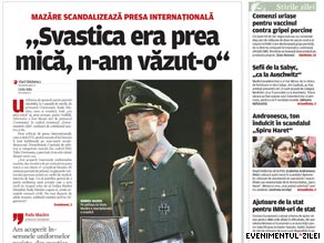 Anti-semitic: Mayor Radu Mazare (above) dressed as a Nazi Wehrmacht officer at a party and "goosestepped" on-stage to an audience